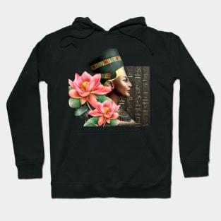 Queen Nefertiti With Pink Lotus Hoodie